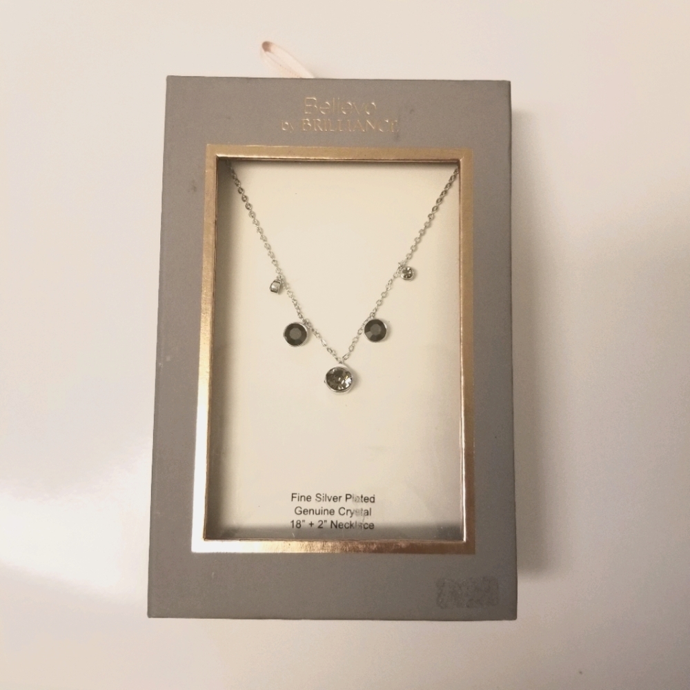 Believe by Brilliance Silver Crystal 18" necklace